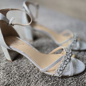 Jewel Badgley Mischka Silver Heels